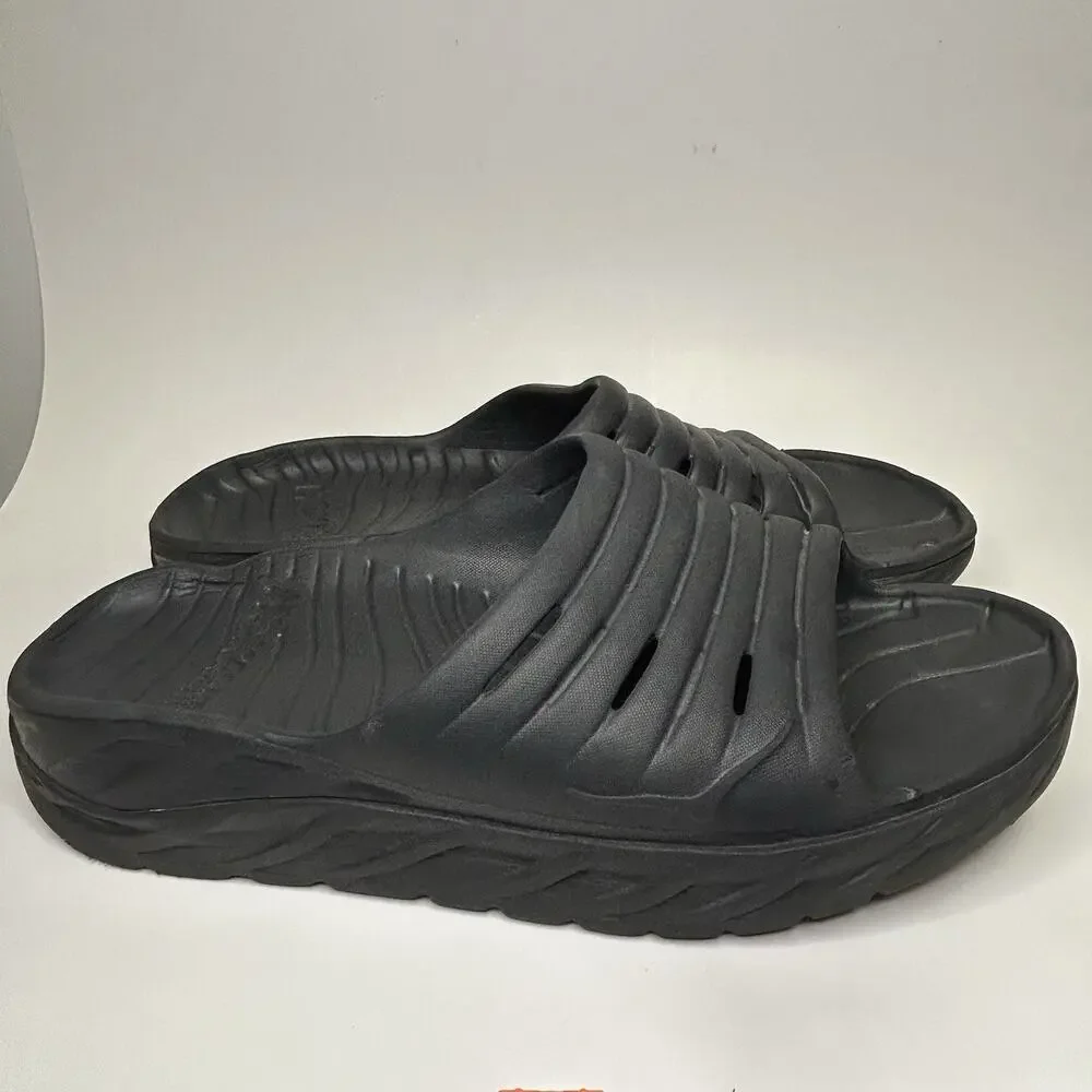 Hoka One One Ora Recovery Slide 2 Sandals Mens Size 12 Black Slip On Comfort